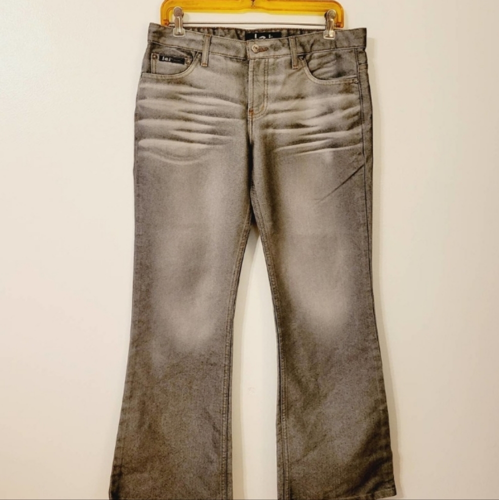 l.e.i. Y2K Dark Gry/Light Gry Faded Jeans Sz 11